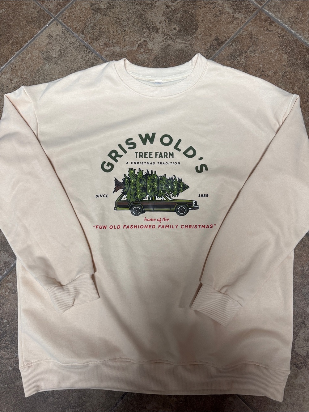 Griswold's Tree Farm Graphic Sweatshirt - Light Cream